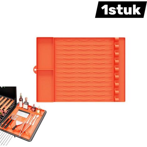 1 tapis en silicone - Tapis d'égouttage - Tapis pour étagère latérale - Accessoires pour barbecue - Résistant à la chaleur -