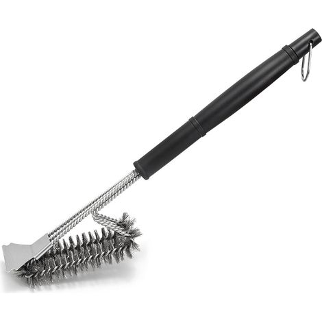 Grillbürste, 3-in-1-Grillreinigungsbürste, Edelstahlborsten für die schnelle und effektive Reinigung aller Grills (1/2)
