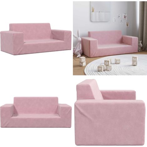vidaXL Kindersofa 2-Sitzer Rosa Weich Plüsch