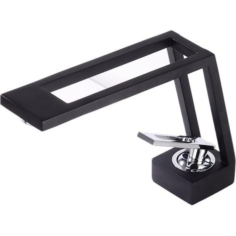 Robinet Salle de Bain Mitigeur Lavabo,Moderne Robinet Lavabo,Design Créatif Robinets de Lavabo,Noir Mat,Valve en Céramique,l’Eau Froide & Chaude Réglable (1/5)