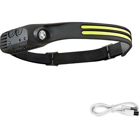 Lampe Frontale Rechargeable, LED avec détecteur de Mouvement, Bandeau Ajustable, étanche, idéale pour Le Camping, la Course à Pied et la randonnée (1/5)