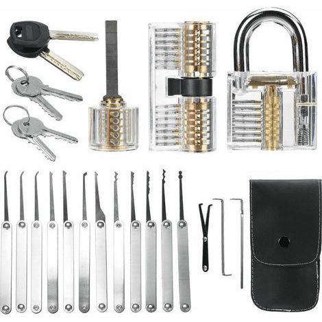 Lock Picking Set Ensemble d'outils de déverrouillage Serrurier Pratique Serrure Pick Extracteur de clé Cadenas Lockpick Kits d'outils avec sac de transport pour les enfants professionnels d (1/4)