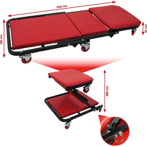 KS Tools Fahrbare Liege und Klappsitz, 1040x490 mm