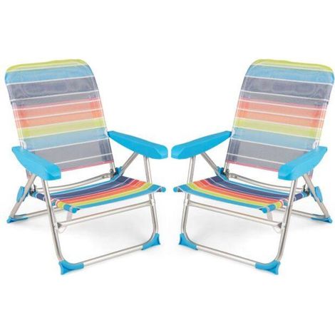 Confort au soleil avec chaise de plage pliante, dossier réglable 4 positions, sangle de transport, lot de 2 (1/5)