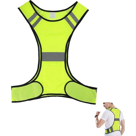 Gilet Réfléchissant Haute Visibilité pour Hommes et Femmes Veste de Sécurité Légère et Respirante pour Running, Vélo, Moto Jaune Fluo avec Poche pour Téléphone,Simple et résistant (1/5)