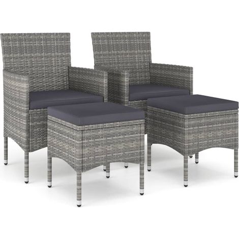 Maison Exclusive - Set Sedie da Giardino con Poggiapiedi 4 pz in Polyrattan Grigio