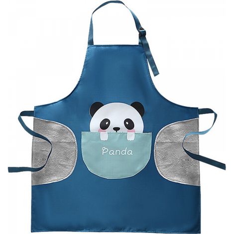 Table de tablier de cuisine et housse de tablier résistant à l'eau pour s'essuyer les mains (Panda bleu) (1/5)