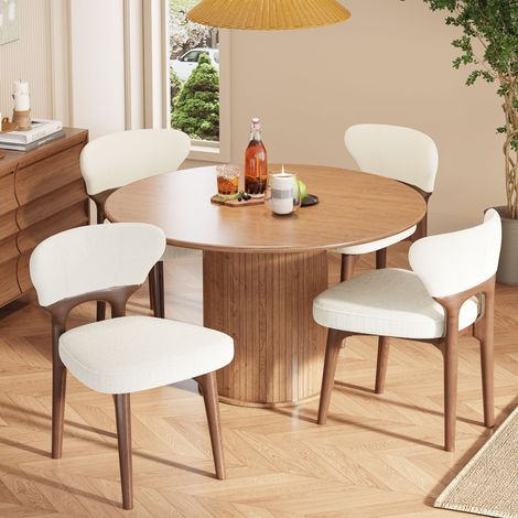 6 chaises salle à manger bois massif confortables respirantes,style moderne chenil teinte beige clair naturel.