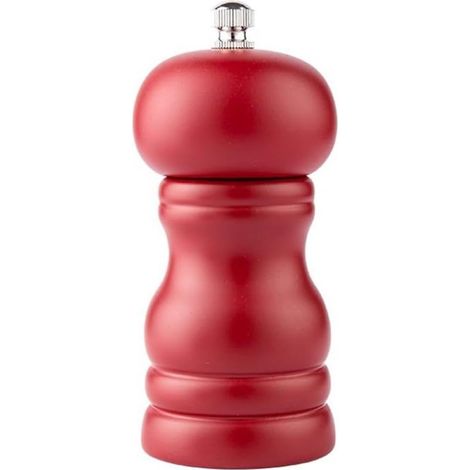 Molinillo de pimienta de cocina，molinillo de sal y pimienta de madera，molienda ajustable，hecho de madera de hevea natural，12 cm，rojo (1/5)