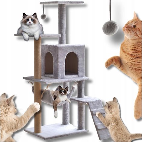Kratzbaum, Katzenhaus, großes, hohes Bett für eine große Katze, Leiter, Pfosten