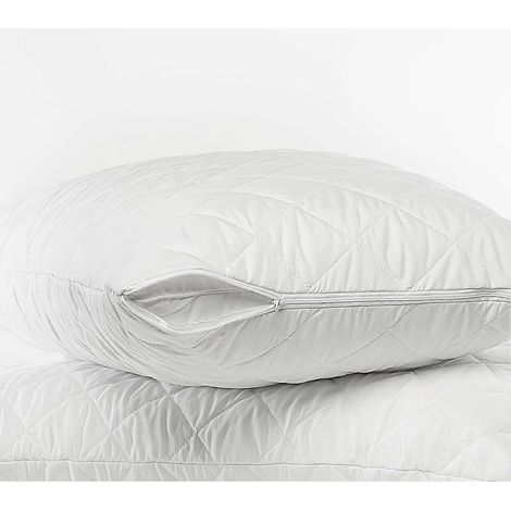 Protège-oreillers matelassés extra épais avec fermeture éclair, format Queen (51 x 76 cm), lot de 2, housses d'oreiller douces et respirantes, blanches, anti-plumes (1/5)