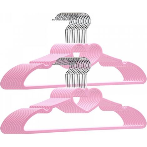 20 pièces, 39 x 21 x 0,5 cm, rose, avec crochet pivotant à 360 degrés, cintres en plastique, durables, pour suspendre vêtements, chemises, vestes (1/5)