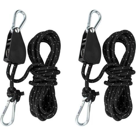 Flaschenzug Set mit Ratschen-Spanner & 4m Seil - Zeltspanner für Camping, Markisen und Sonnensegel - Seilzug mit Bremsfunktion (2-tlg. 11x8x2,5 cm) (1/5)