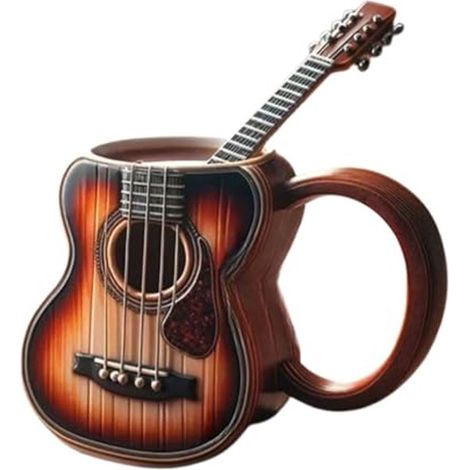 Tazza da caffè, borraccia creativa con motivo a chitarra, tazza da caffè originale con strumento musicale (1/4)
