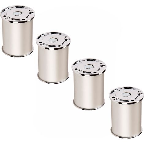 SOTECH 4er Set Möbelfüße RADO (Höhe 50 mm, Ø 50 mm, Aluminium / chrom poliert) höhenverstellbare Sofafüße
