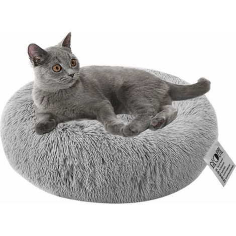 Cat Bed Dog Bed Round Soft Pet Bed Donut Dog Bed Nest Deep Sleep Pet Thick Mattress Dog Bed Suitable for Cat Puppies Kitten Small Pets - Light gray 50cm (1/5)