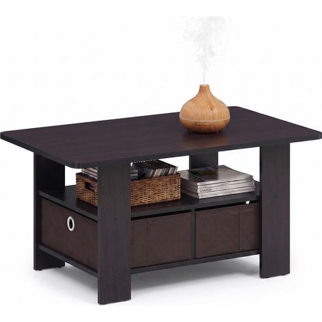 Table Basse avec Tiroir à Poubelle, Noyer Foncé, One Size (1/5)