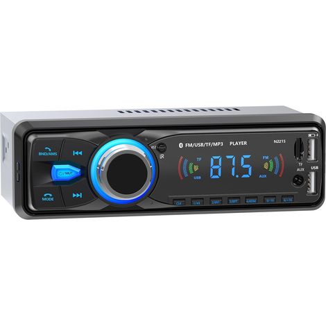 Autoradio Bluetooth, Poste Radio Voiture Bluetooth avec Main Libre, FM 1 DIN Autoradio avec Port de Charge USB (2.1A), Lecteur MP3 et 2 USB/AUX/SD, Supporte WMA/WAV (1/5)
