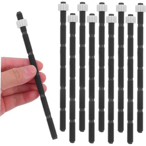 10 Pièces Tige de Bouton Poussoir, Noir (1/5)