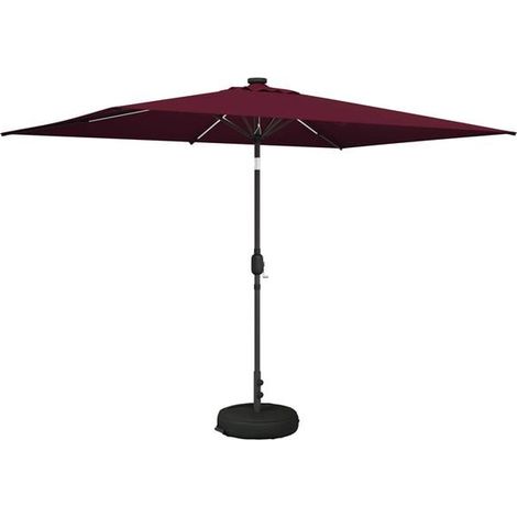 Parasol de jardin avec lumière LED et base, mesurant 200 x 300 cm. (1/5)