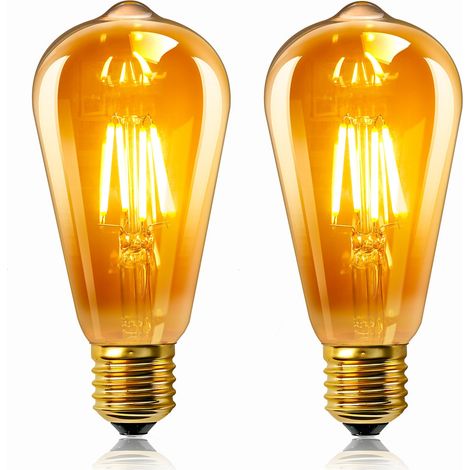 Lot de 2 Vintage Edison Ampoule E27 LED 4W, 2700K, Équivalent 40W Incandescence, 400LM, AC 220V, Non Dimmable,Décorative pour Maison (1/5)