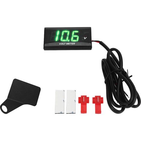 Voltmètre Universel LCD Moto Voltmètre Ultra Mince Etanche avec Support Gauche DC12V Vert (1/5)