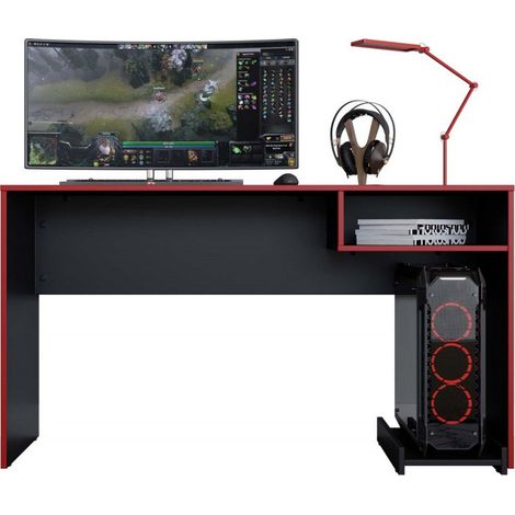 Bureau Gamer Noir et Rouge 1 Niche Support UC L 136 H 75 P 45.1 cm