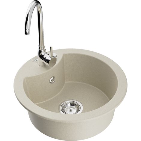 Mexen Diego 1-Becken-Granit-Spüle mit Mischbatterie Telma, Beige - 6512-69-670200-00 (1/5)