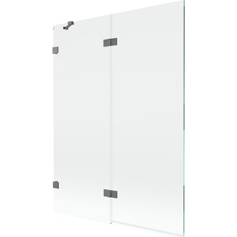 Mexen Lunar Badewannen-Faltwand, 2-teilig, links 130 x 150 cm, transparent, Gun Metal - 897-130-100-95-00-L (1/5)
