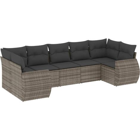 Maison Exclusive - 7-tlg. Garten-Sofagarnitur mit Kissen Grau Pol