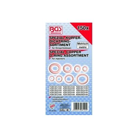 BGS Assortiment de bagues en cuivre pour injecteurs 150 pcs - 8120 (1/5)