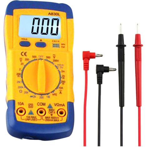 Multimètre numérique portable A830L avec rétroéclairage, ampèremètre, voltmètre et testeur de courant. (1/5)