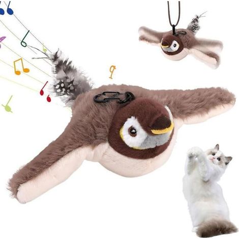 Jouet Interactif pour Chat 2026,Peluche Gazouillante et Chantante avec Sons Réalistes,Rechargeable pour Chaton,Anti-Ennui (Moineau) (1/5)