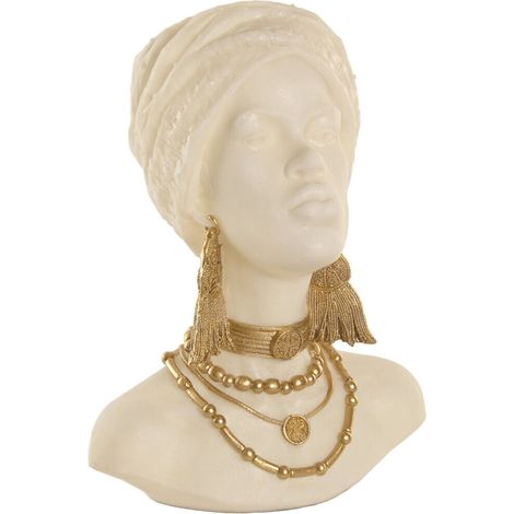 Figura Resina 35,5X27,5X47 Busto Africana Blanco (1/4)