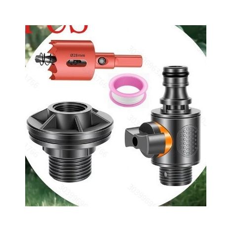 Kit pour cuve IBC 1000 L (vanne de traversée 3/4" + scie cloche) [Cuve non incluse]