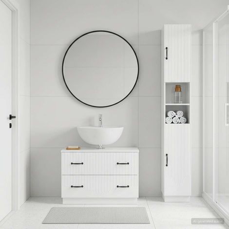 vidaXL Ensemble de 2 meubles de salle de bain HOORN Blanc brillant (1/5)