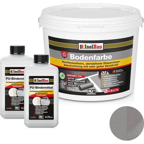 Pintura para suelos de resina IsolBau 2K para hormigón, 12 kg, gris hormigón (1/5)