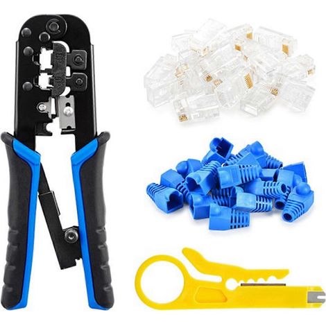 Pince à sertir RJ45 avec coupe-câble et dénudeur pour réseau Ethernet LAN (1/4)
