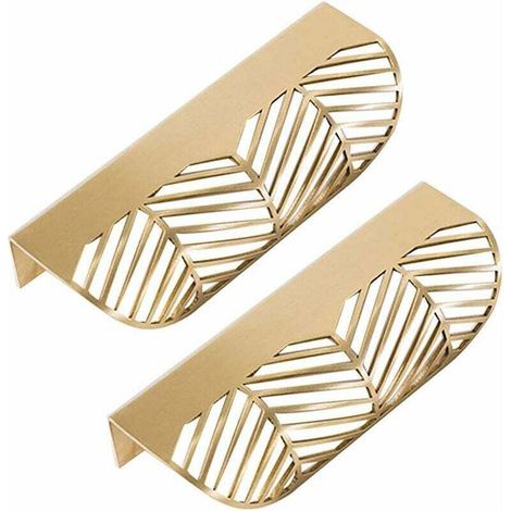 Feuille Forme tiroir Poignée en laiton Meubles Porte Bouton Pull Cabinet Armoire Poignée de porte ( 2PCS)