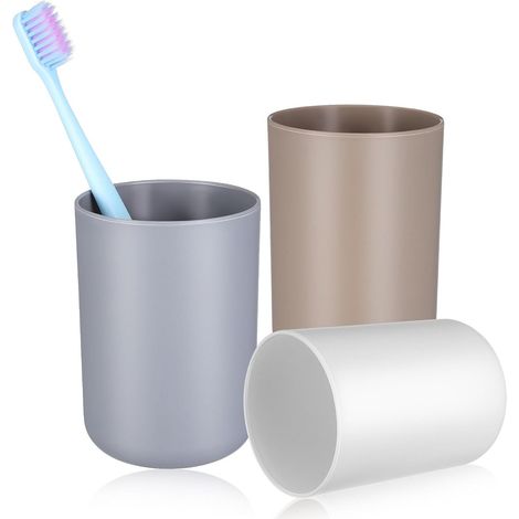 Lot de 3 Tasses à Brosser Les Dents en PP Incassable pour Salle de Bain, Matériau Lisse et Sûr, Camping et Usage Quotidien (1/5)