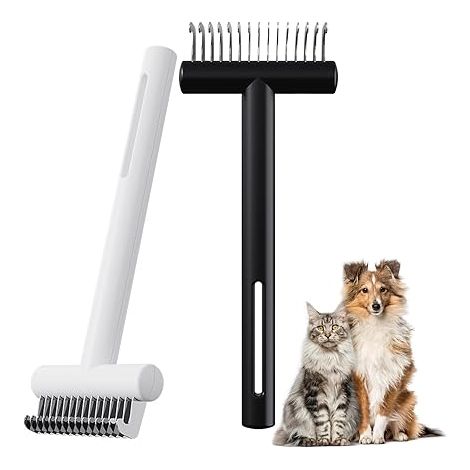 Lot de 2 peignes à poils longs pour chats et chiens. Brosse démêlante professionnelle qui élimine les nœuds, le sous-poil et les bourres. Spécialement conçue pour les chats.-AquaForge (1/5)