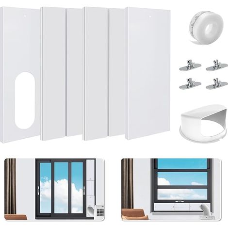 4PCS Kit Calfeutrage Climatiseur Mobile 10CM, 130&150mm Universel Kit Fenêtre Climatiseur Mobile, Kit Joint de Fenêtre Climatisation Mobile, Joint de Porte pour Fenêtre de 43-140cm (1/5)