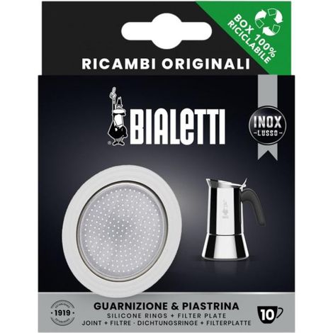 Filtre inox + joint silicone pour cafetière 10 tasses – Compatible modèles Vénus, Kitty, Musa, Class – Accessoire durable pour cafetières italiennes – Bialetti (1/5)