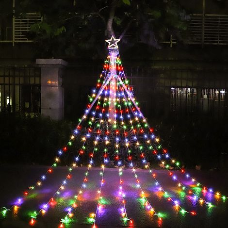 Lumières de noël colorées à LED guirlandes lumineuses en cascade USB 8 Modes plein air mariage 9 pièces (1/3)
