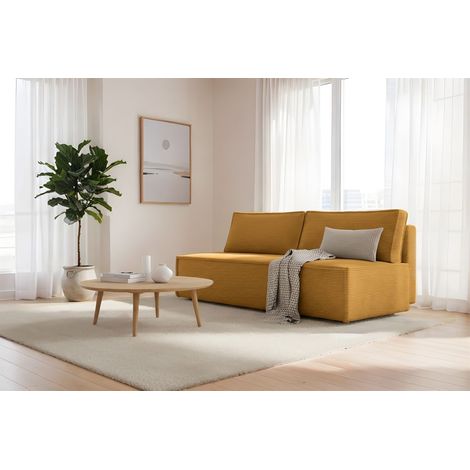 Sofa Designersofa AMANDA 3-Sitzer mit Schlaffunktion in Stoff Poso Honiggelb (1/5)