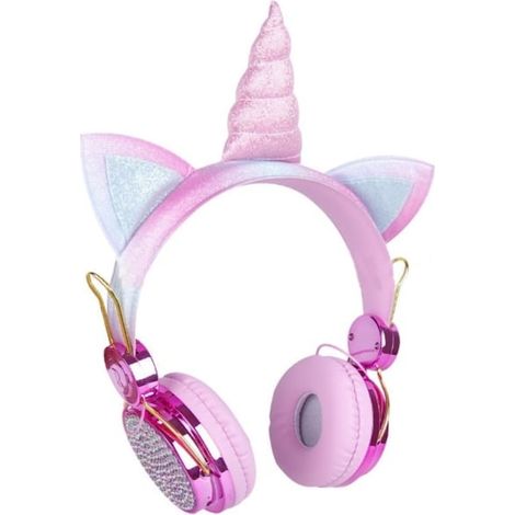 Casque audio licorne avec fil et microphone pour enfants - Casque audio mignon et réglable pour filles, idéal pour l'école, la maison et les voyages (1/5)