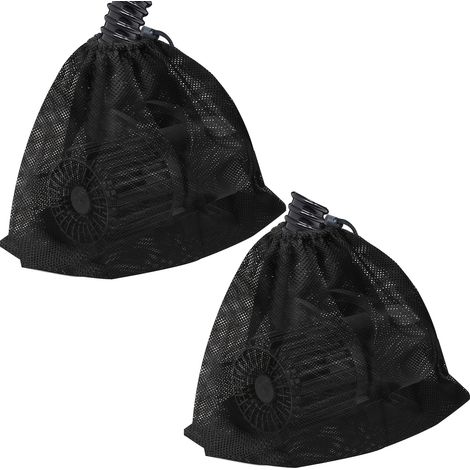 Deux grands sacs en filet pour pompes à eau de bassin, conçus comme sacs filtrants, adaptés aux aménagements aquatiques extérieurs. (1/5)