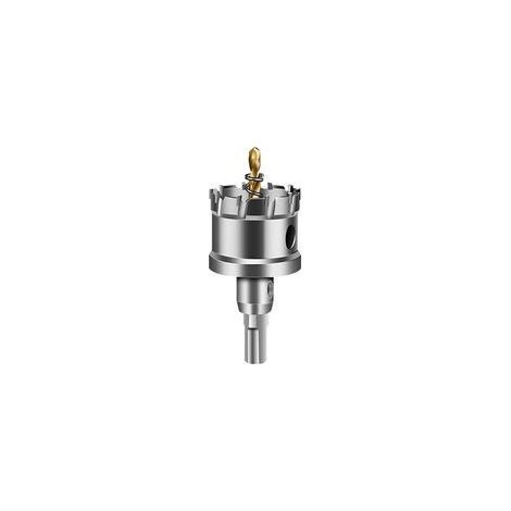 Scie cloche TCT 35mm pour métal dur – Profondeur de coupe 25mm – Tige de 10mm – Avec foret pilote plaqué titane (1/5)