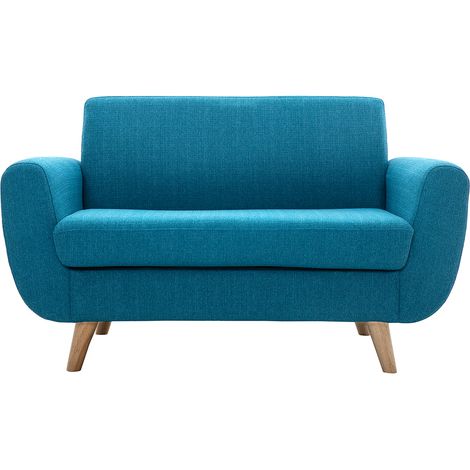 Skandinavisches 2-Sitzer-Sofa in Entenblau aus massivem Hevea PURE (1/5)