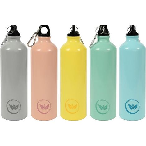 1 Pezzo Borraccia Termica in Alluminio con Moschettone Leaf 750 ml 5 Colori (1/2)